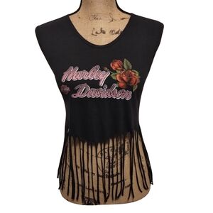 Harley Davidson Vintage 80s 3D Emblem Fringe Shirt Women's Size S